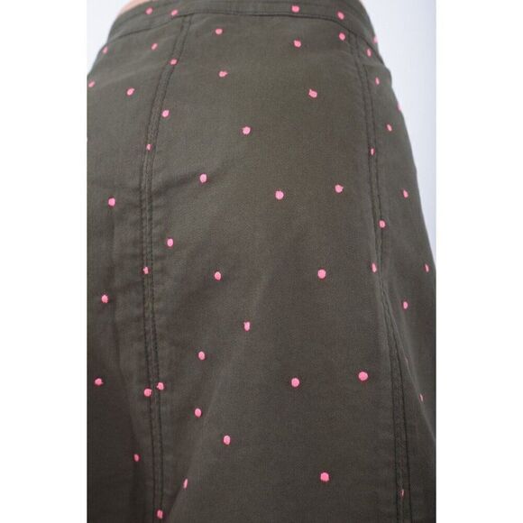 Boden Womans Chino Skirt UK 14R US 10R Army Green Pink Polka Dots NWT - Picture 5 of 7
